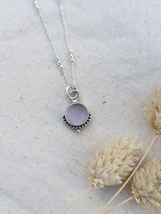 Blush pink seaglass necklace