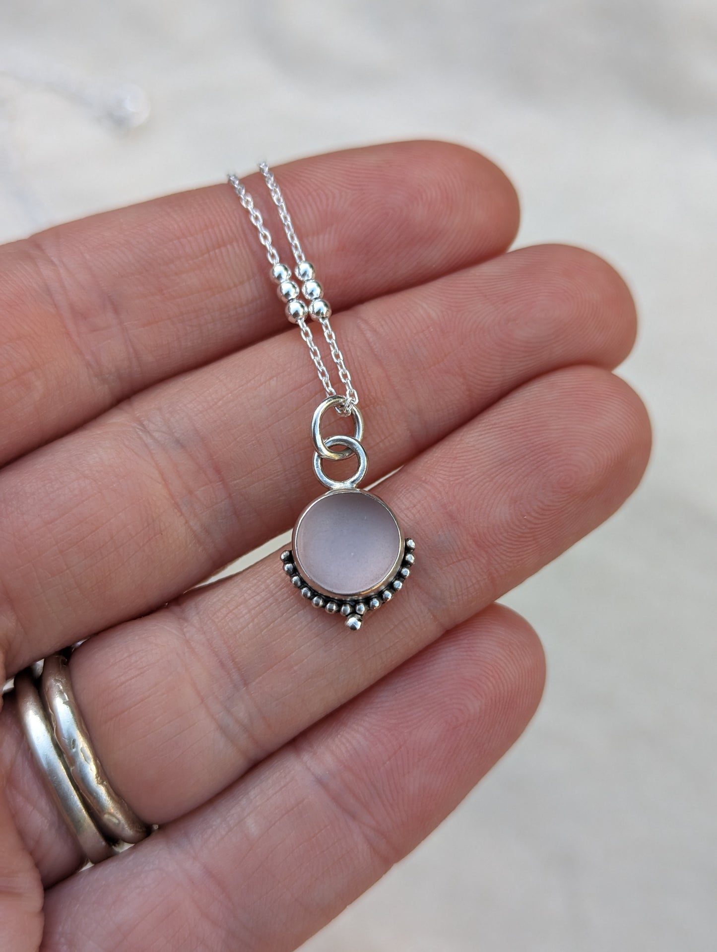 Blush pink seaglass necklace