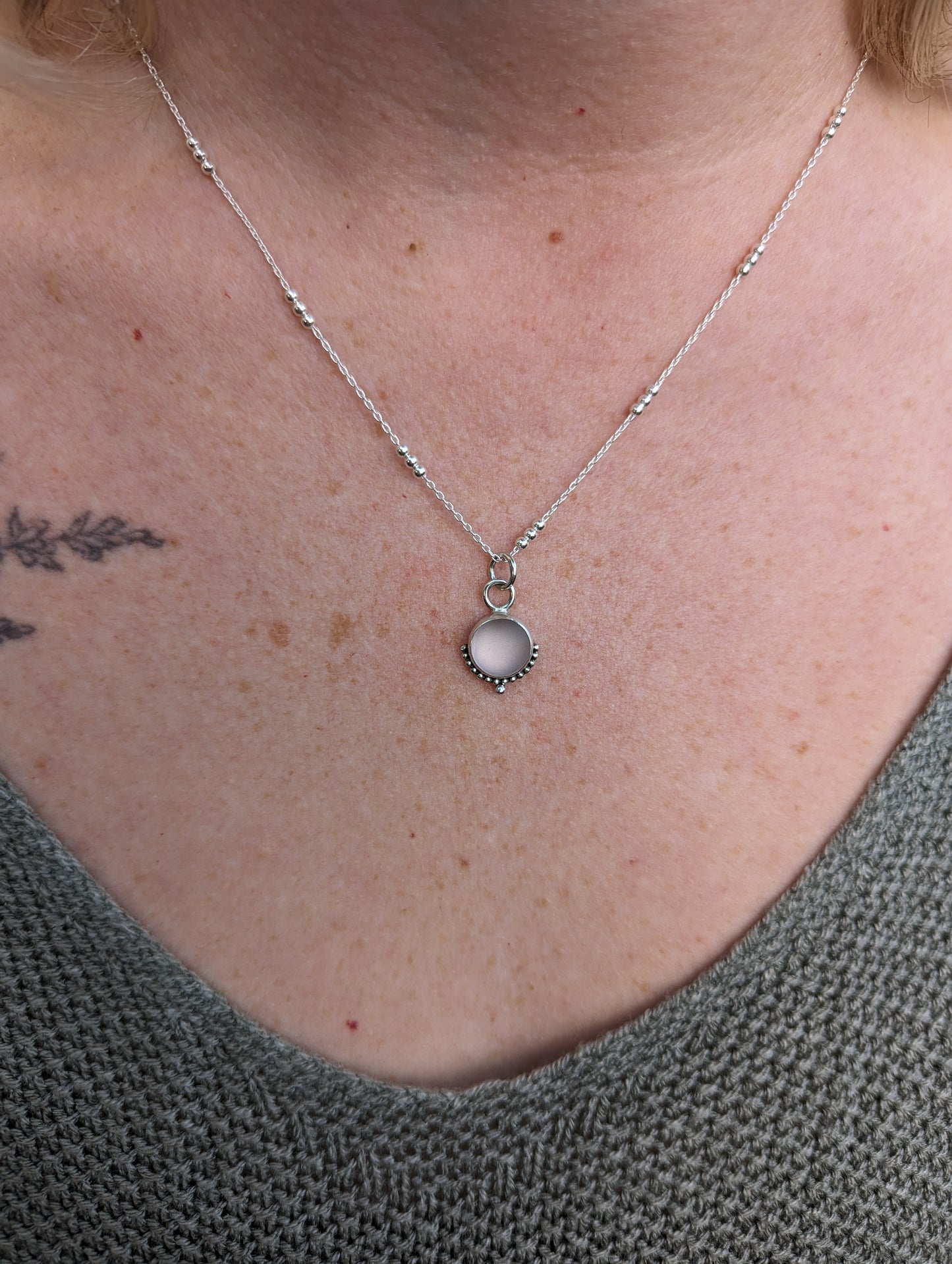 Blush pink seaglass necklace