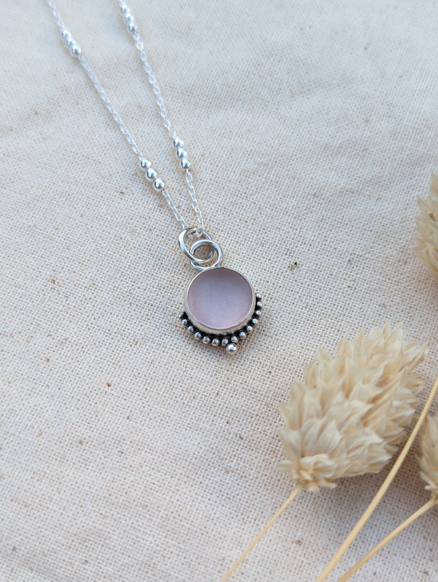 Blush pink seaglass necklace