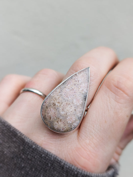Fossil Coral statement ring