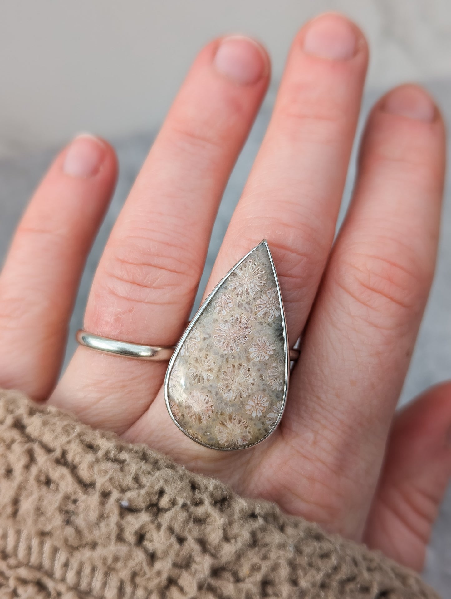 Fossil Coral statement ring