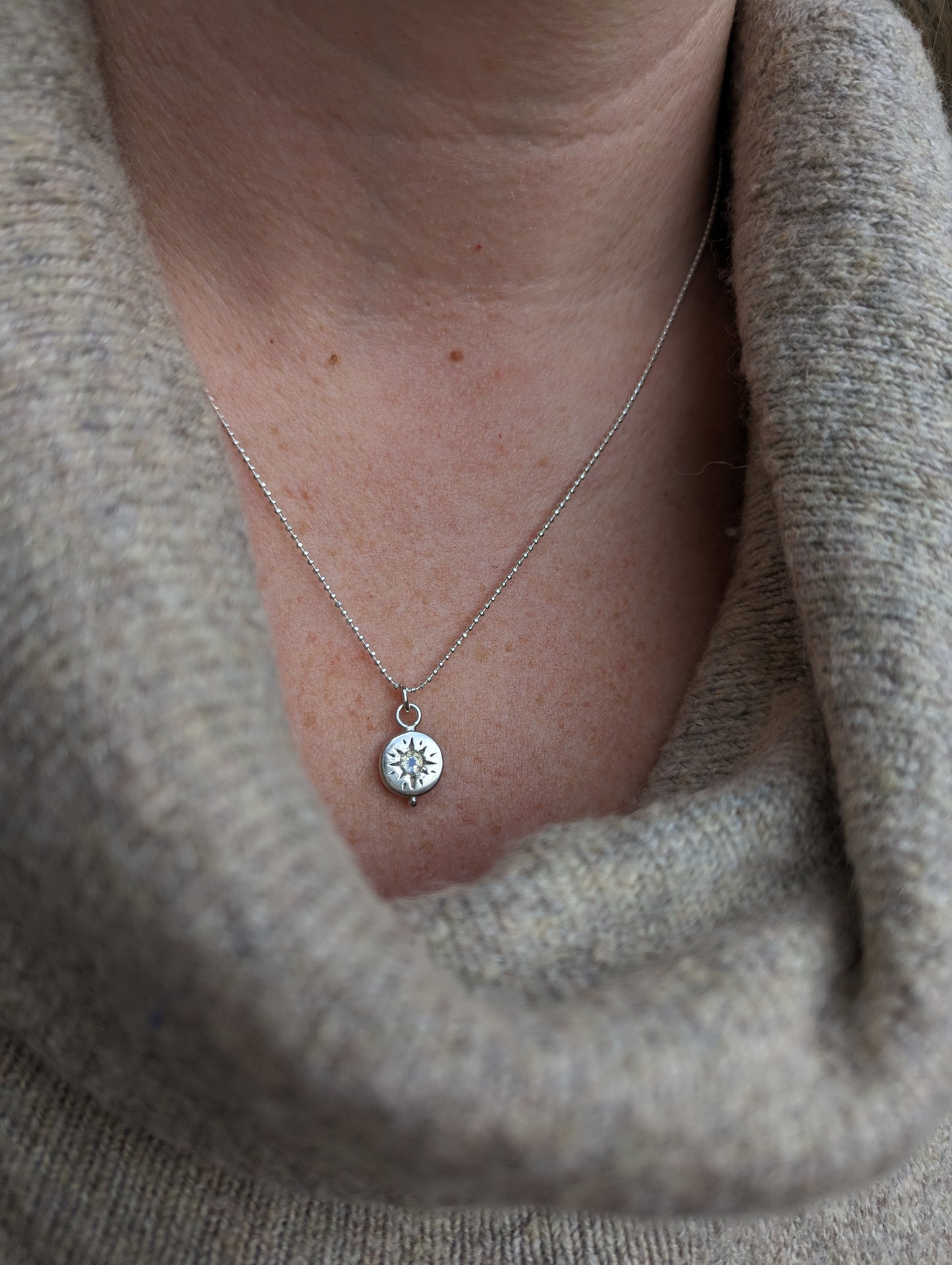 Star necklace with Rainbow Moonstone