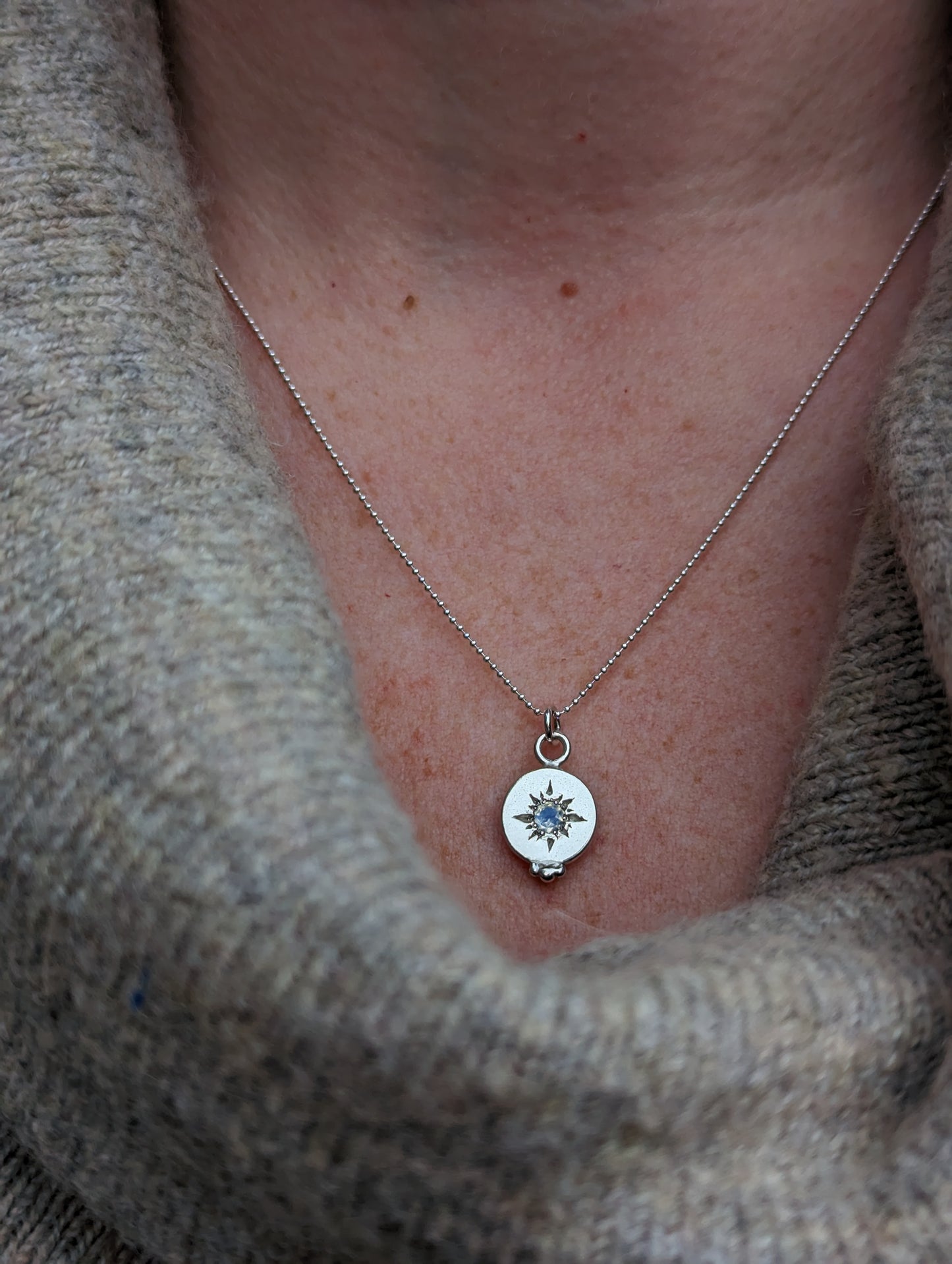 Star necklace with Rainbow Moonstone