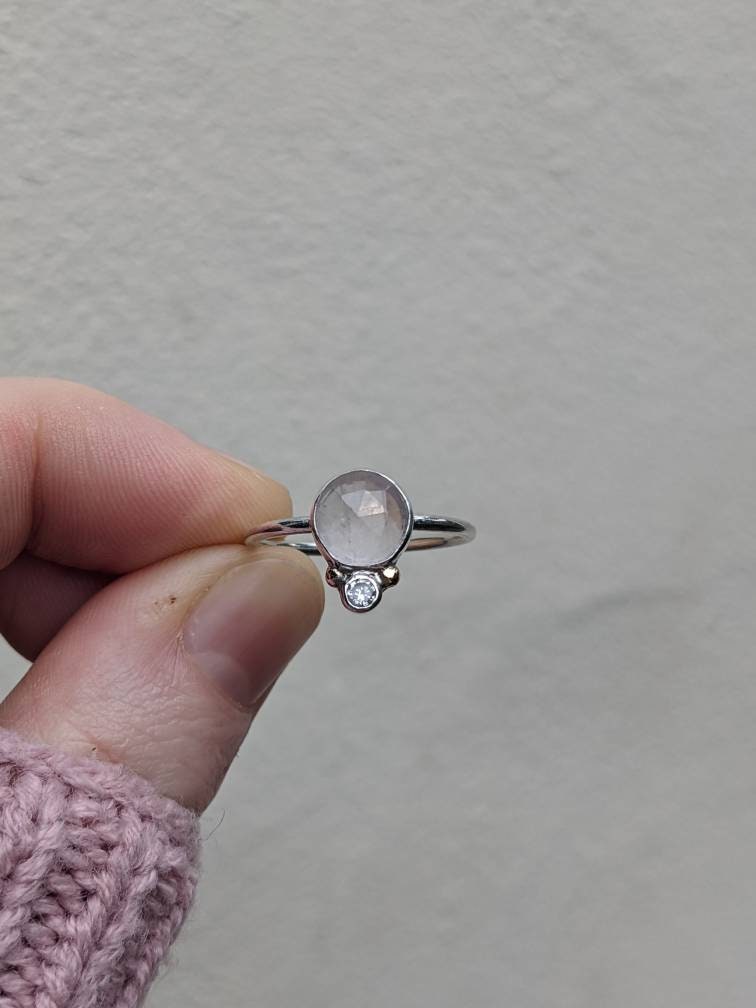 Moonstone and Cubic Zirconia Ring
