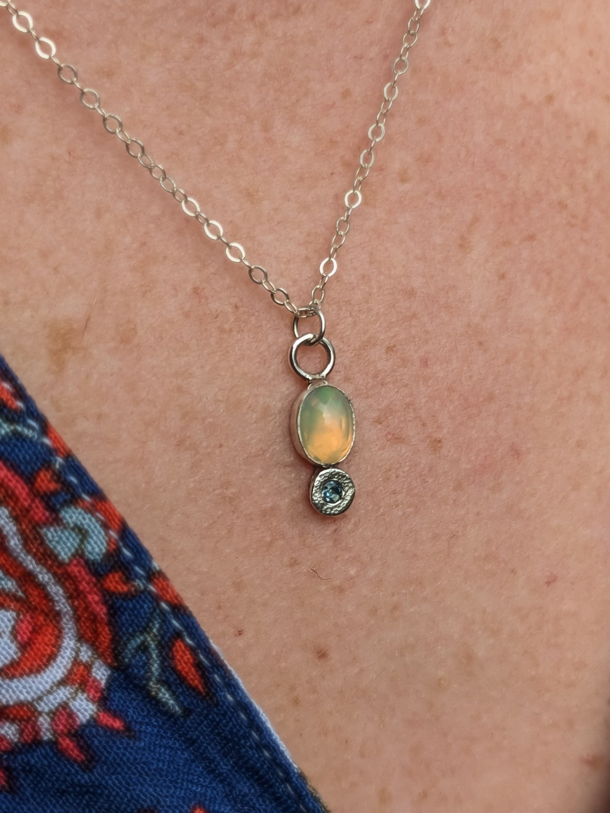 Opal and Sapphire Pendant Necklace