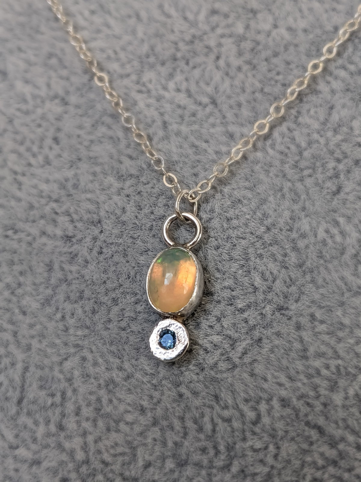 Opal and Sapphire Pendant Necklace