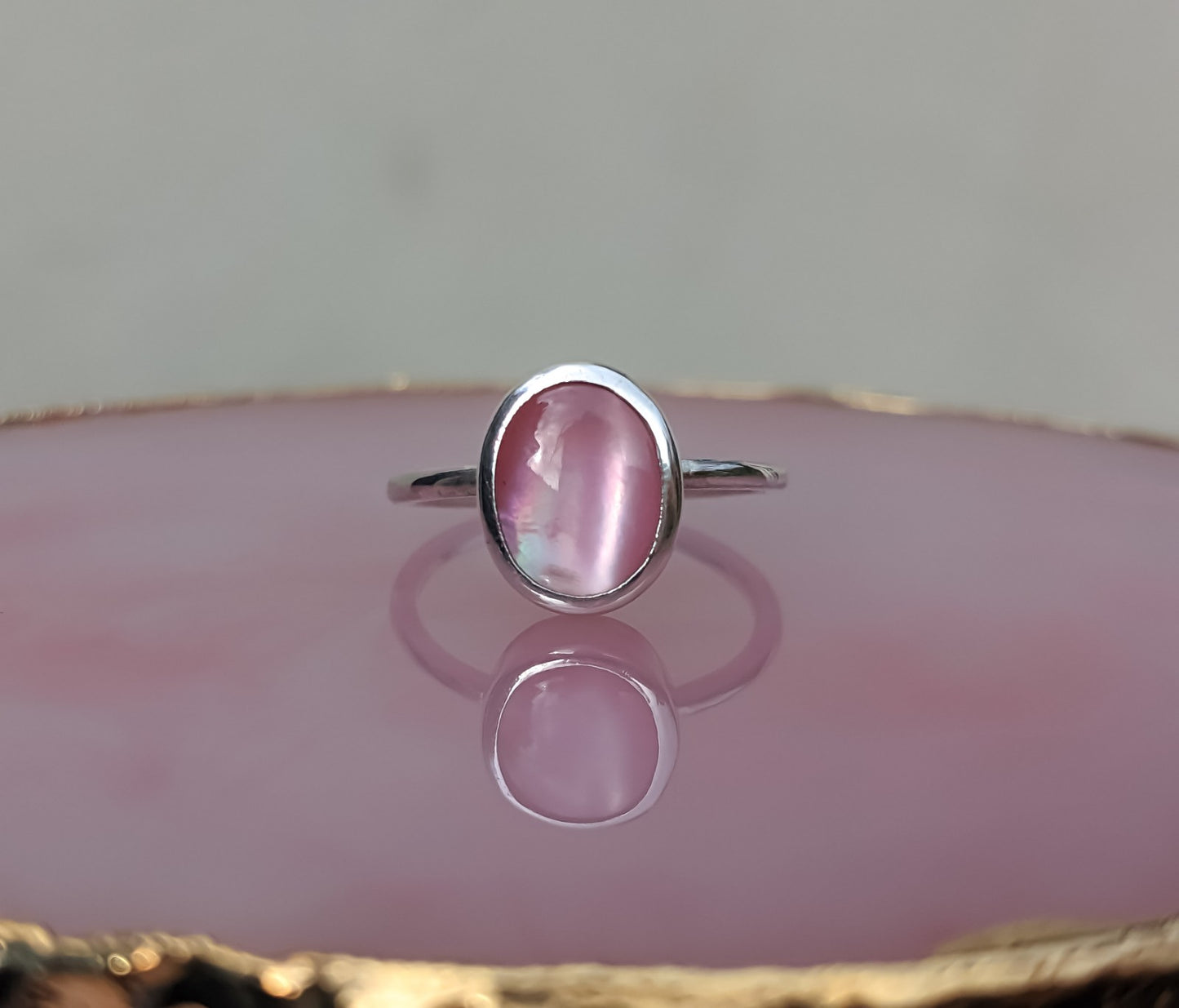 Pink Mother Of Pearl Ring