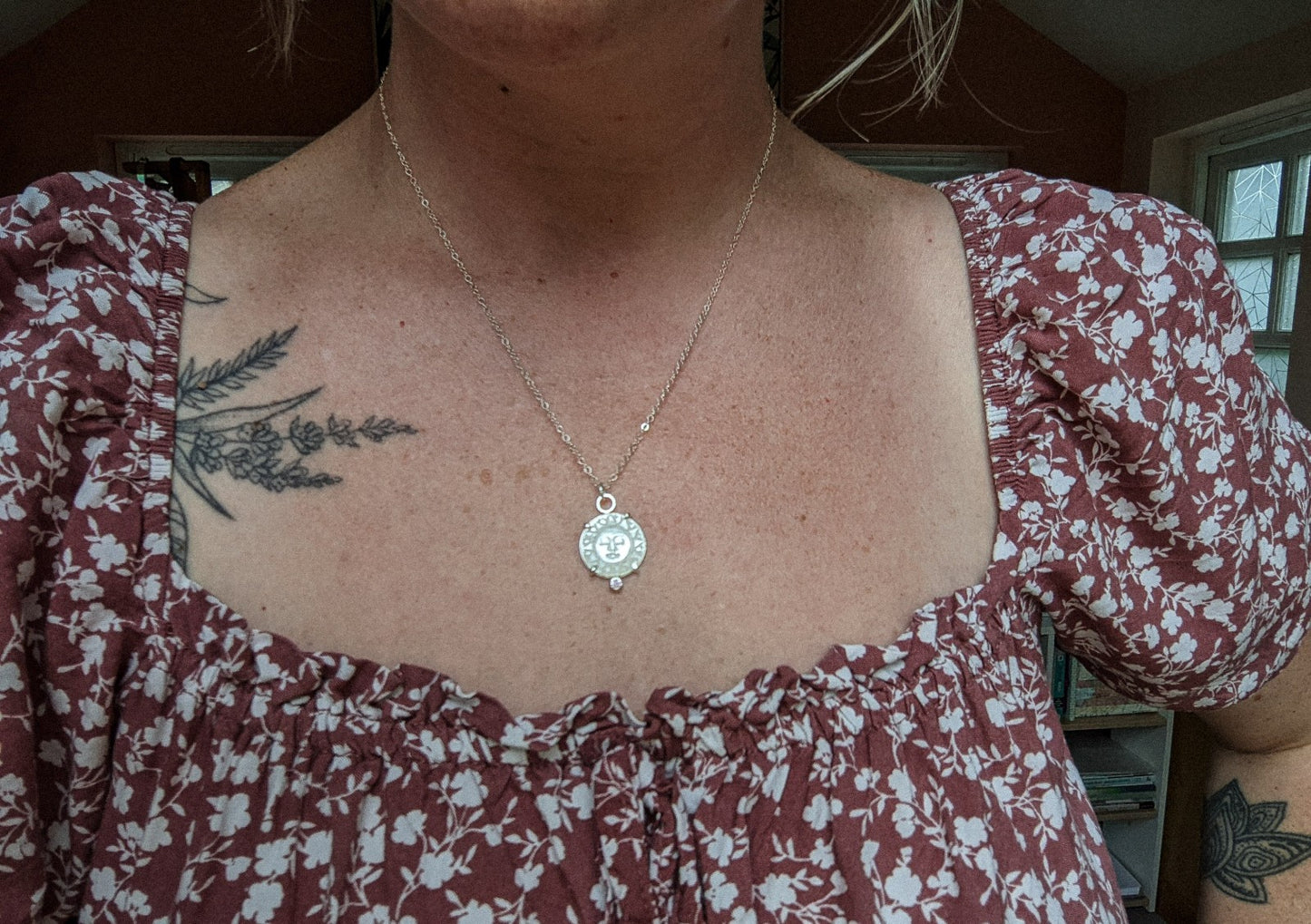 Sun Carved Mother of Pearl with Pink CZ